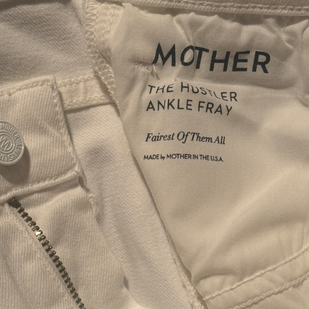 MOTHER The Hustler Ankle Fray White Jeans - Picture 9 of 10
